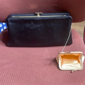 jR USA vintage, black purse with attached coin purse